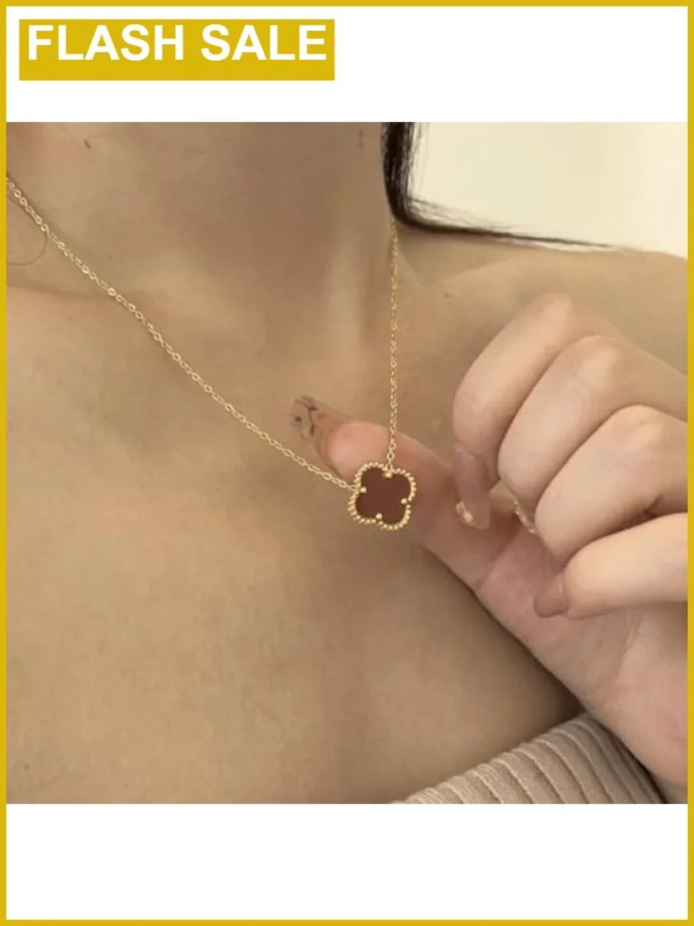 Four Leaf Clover Pendant Necklace 18K Gold Plated Lucky Minimalist Jewelry